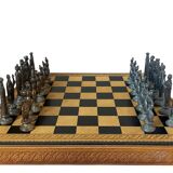 Leather and metal chess set