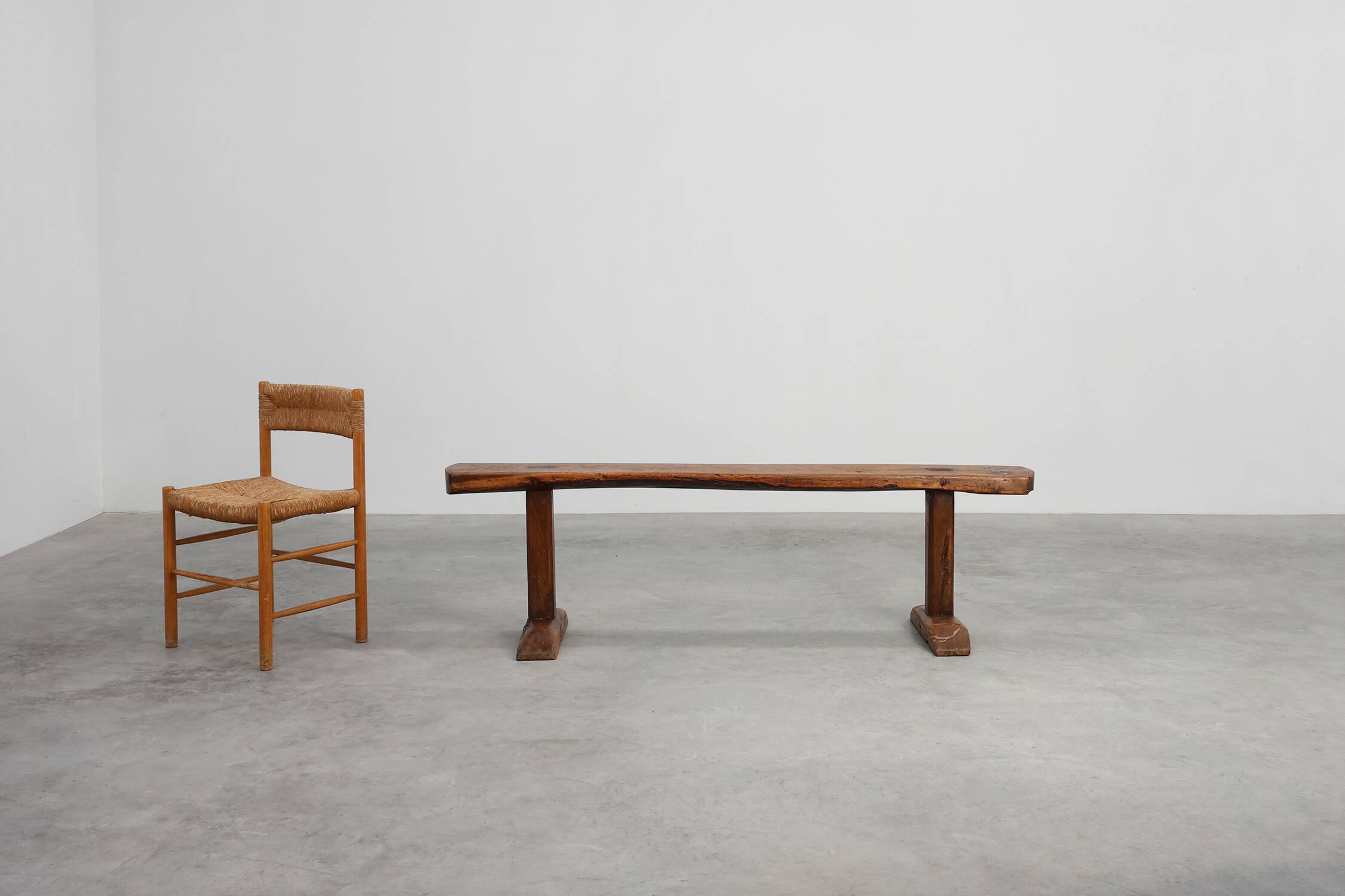 Rustic oak bench, France, Mid 19th century