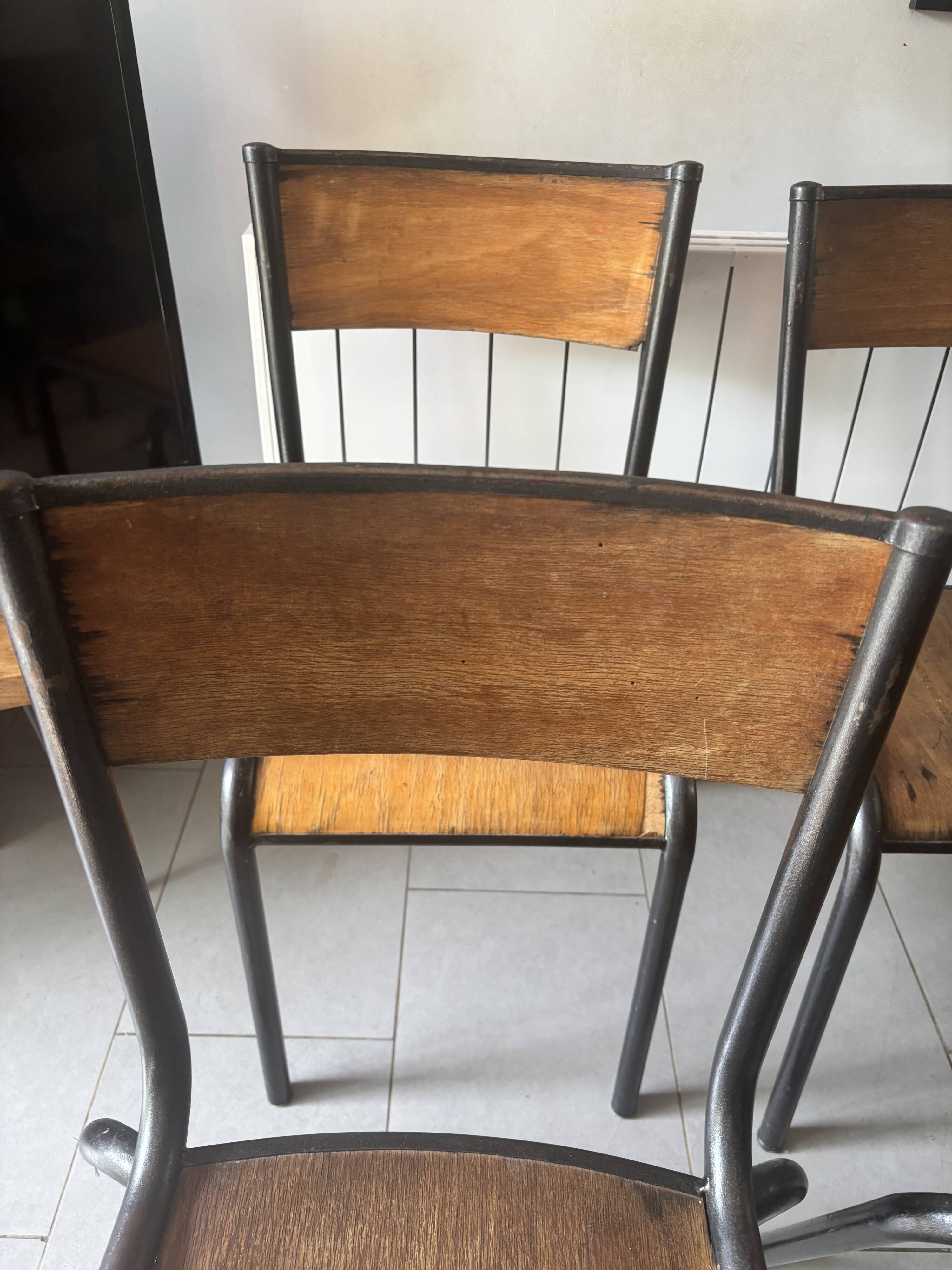 Set of 4 authentic vintage MULLCA school chairs