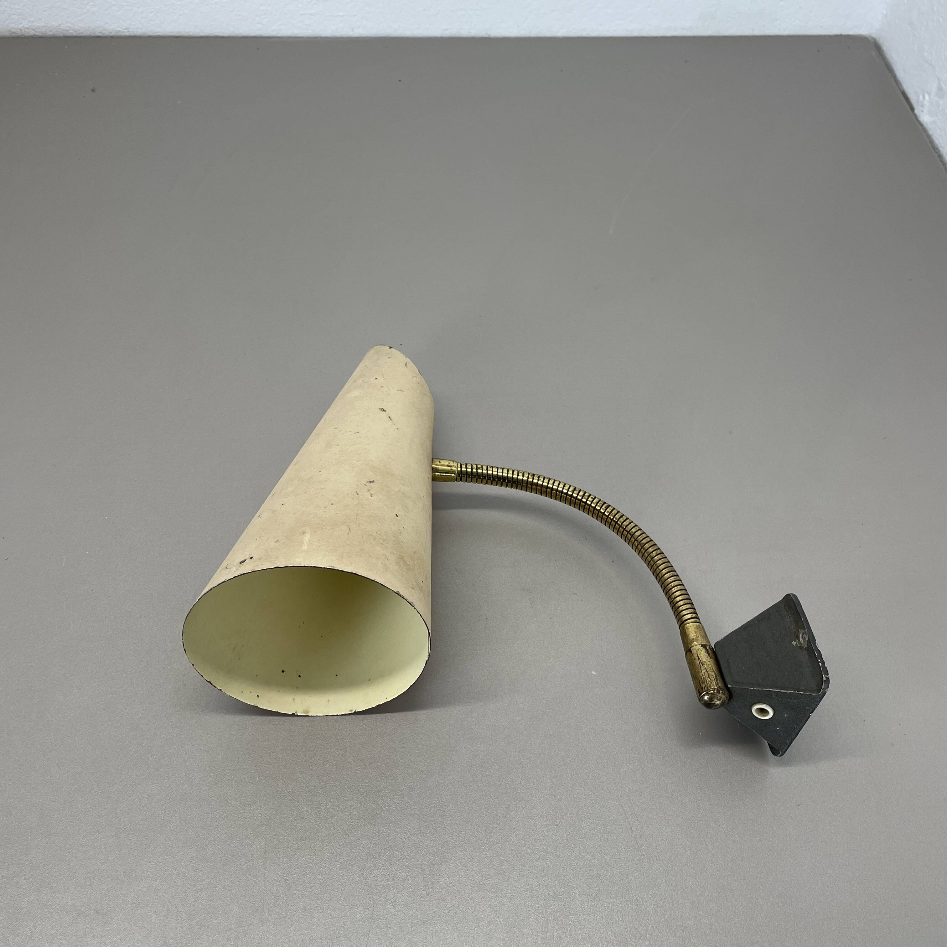 Rare adjustable diabolo brass stilnovo style wall ceiling light, italy 1950