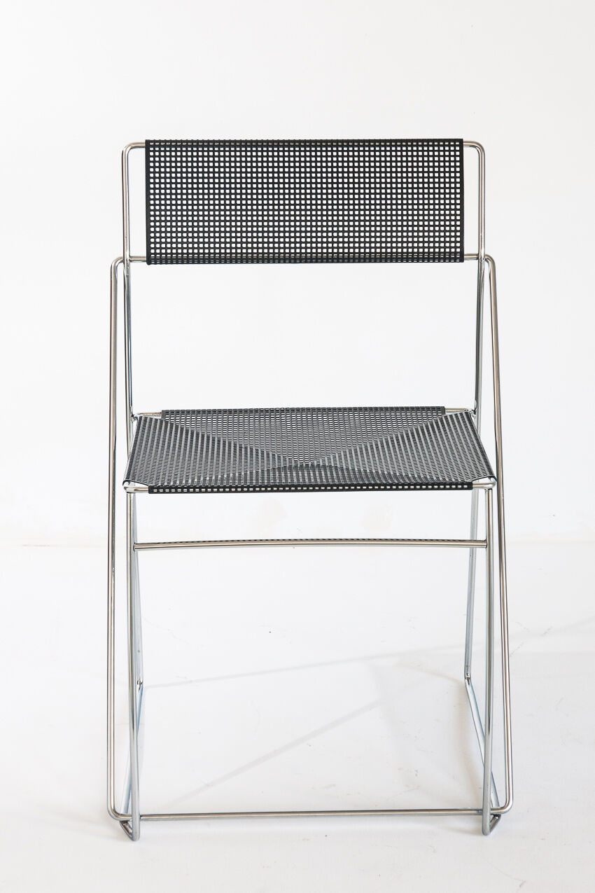 Vintage X-Line chair in enamelled and chromed metal by N.J. Haugesen for Bent Krogh