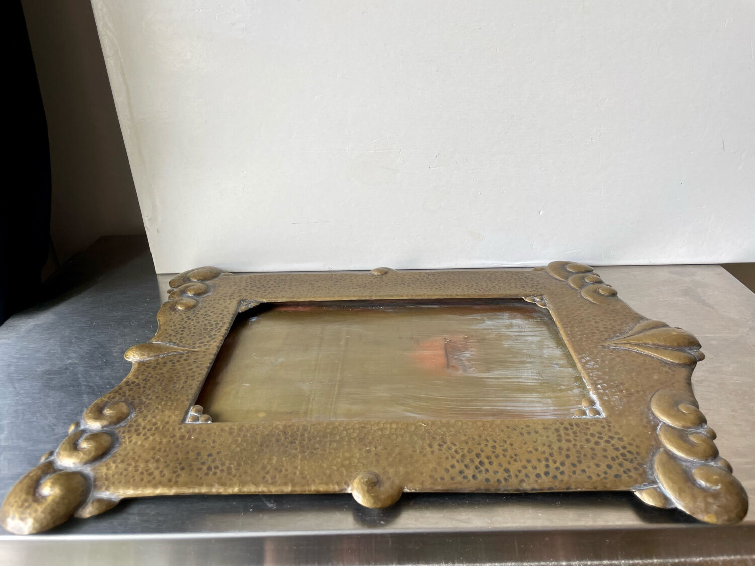 Art nouveau brass metal frame