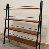 Scandinavian ladder shelves in teak and iron, Italy 50s