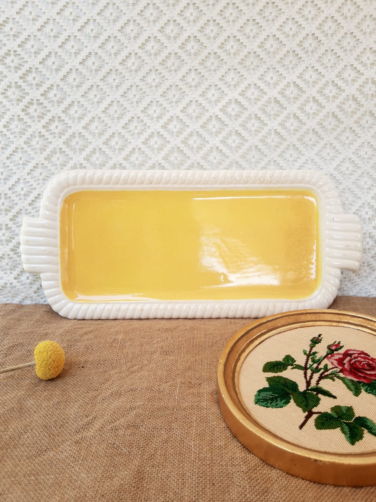 Longwy France Yellow Dessert Service