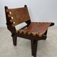 Vintage teak and leather armchair design Angel Pazmino brand Ecuador vintage 1960