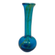 Vase soliflore en verre soufflé bleu veiné – design vintage 18 cm