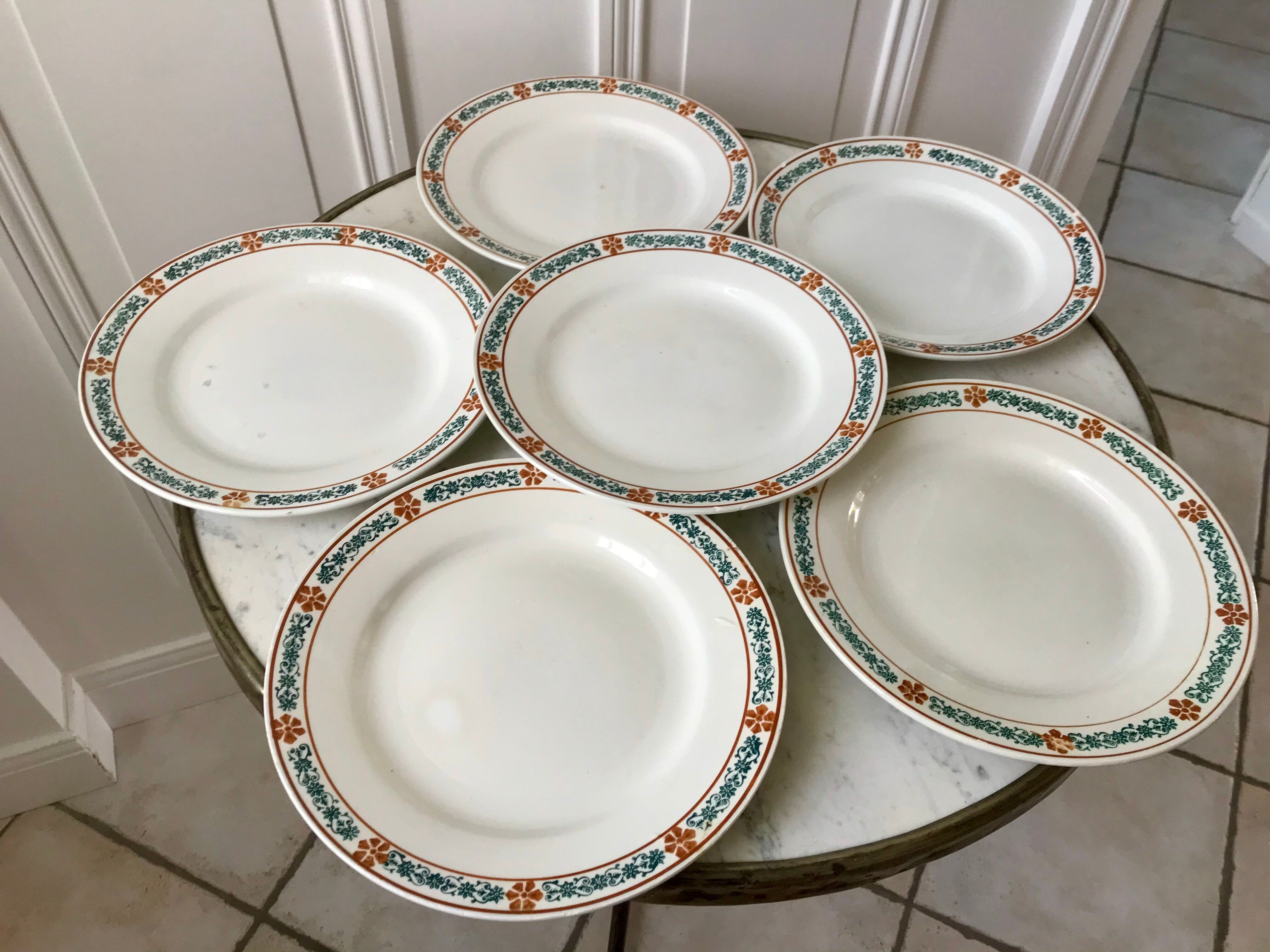 lot of 6 hollow plates Terre de Fer St Amand model "Molière" XXth