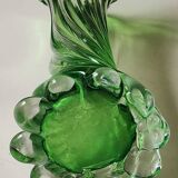 Murano style vase, in art glass. With twisted design/scalloped neck/27 cm