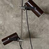 Vintage brown steel floor lamp with 2 spotlights