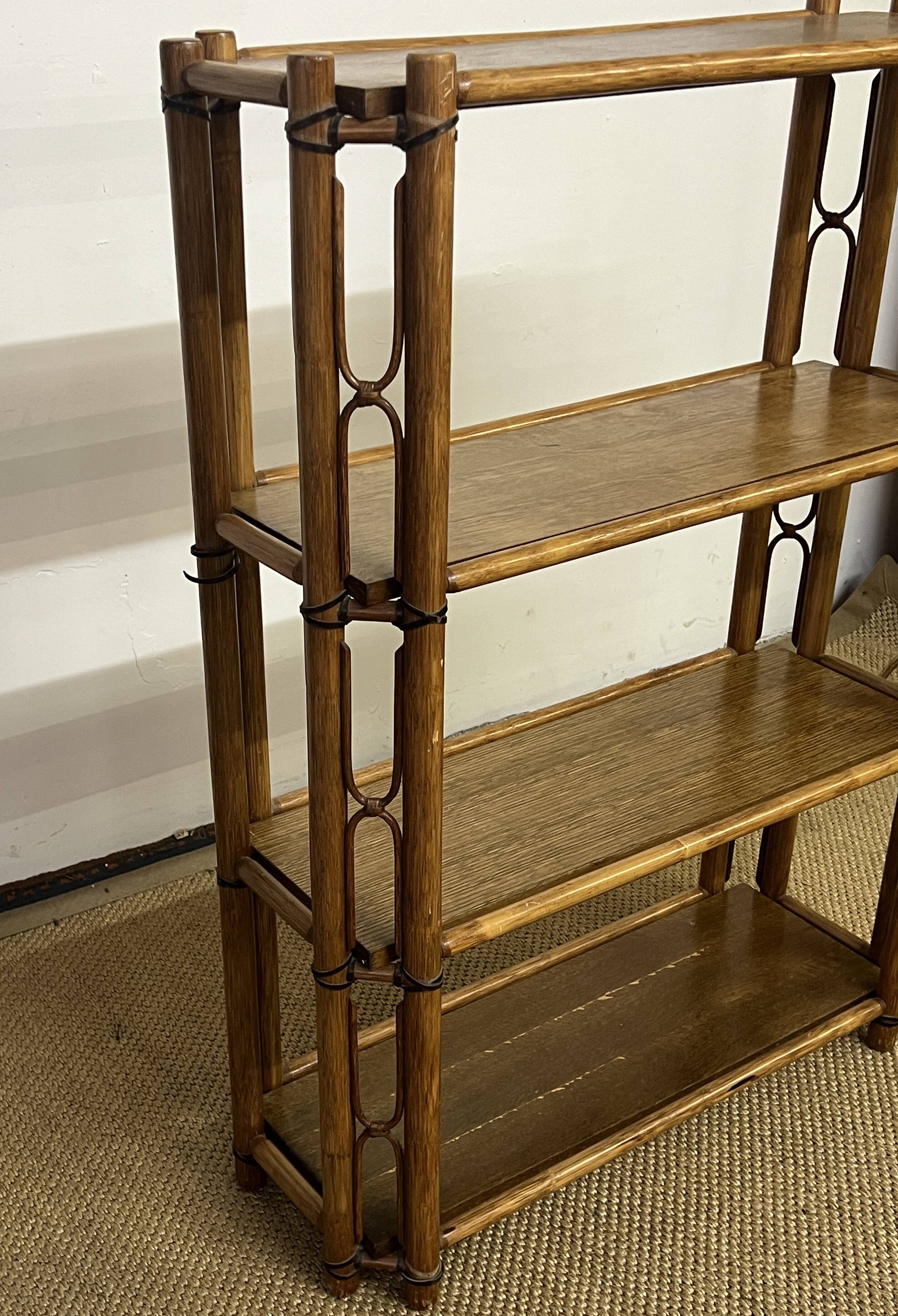 Bamboo and wood bookcase shelf, 1960