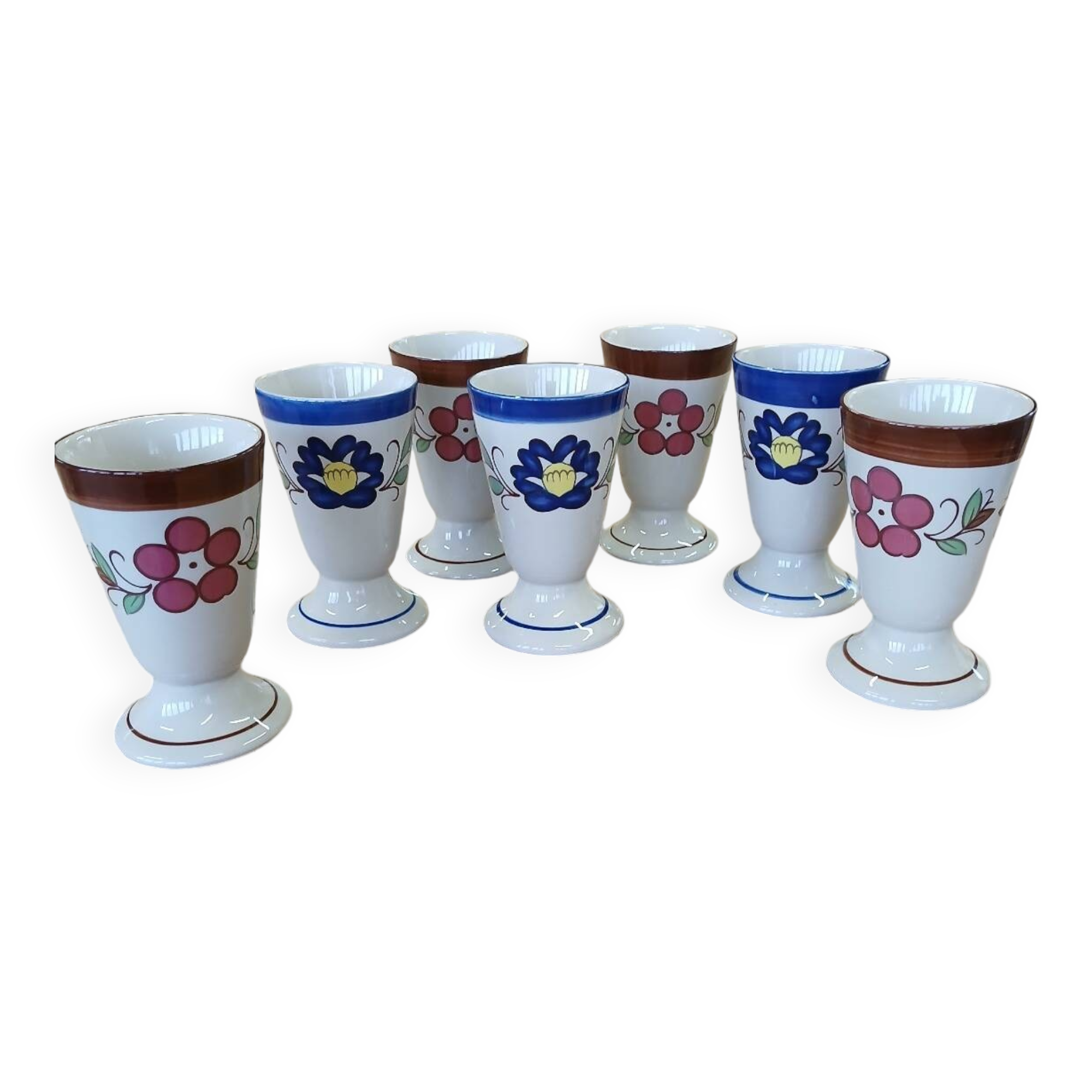 7 old glazed stoneware mazagrans