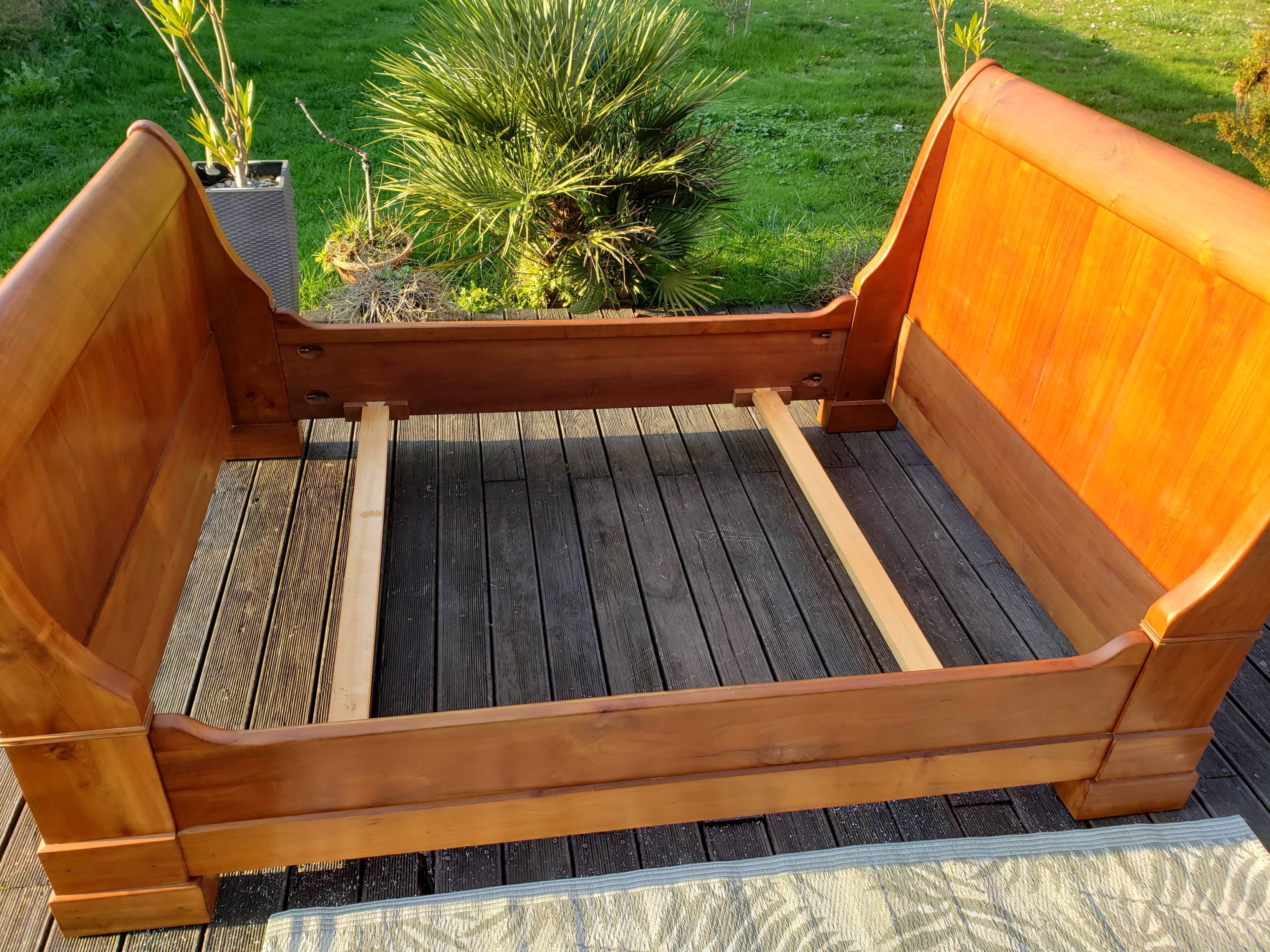 19th century walnut roller boat bed