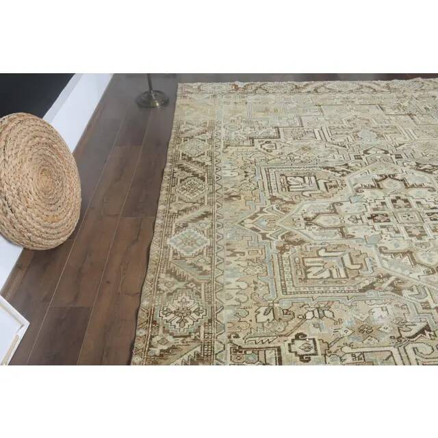 1970s Vintage Persian Handmade Wool Cotton Orange Area Rug 252x311