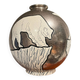 Rare Longwy bear vase