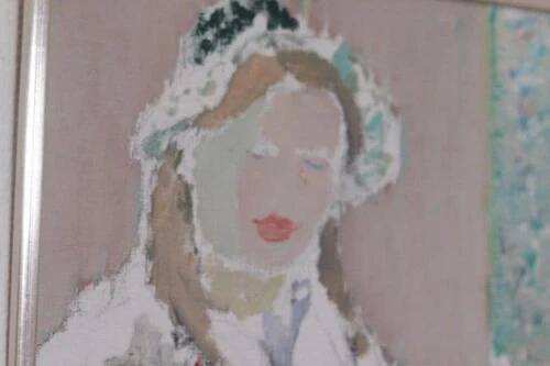 Swedish Oil on Panel “Portrait of Woman” by Rune Persson Vintage& Framed 31×30cm