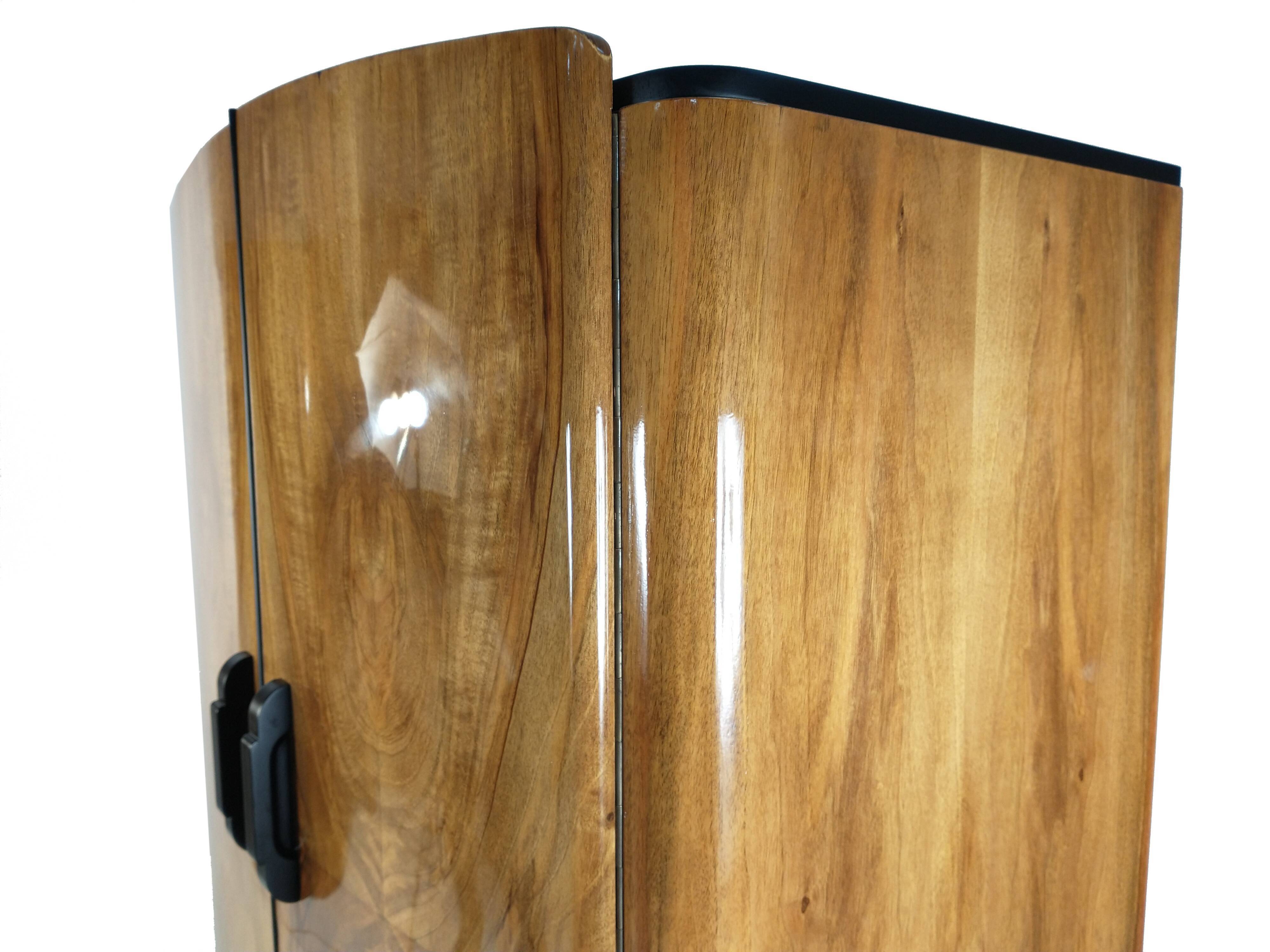 Art Deco Walnut Wardrobe by Jindřich Halabala for UP Závody, 1950s