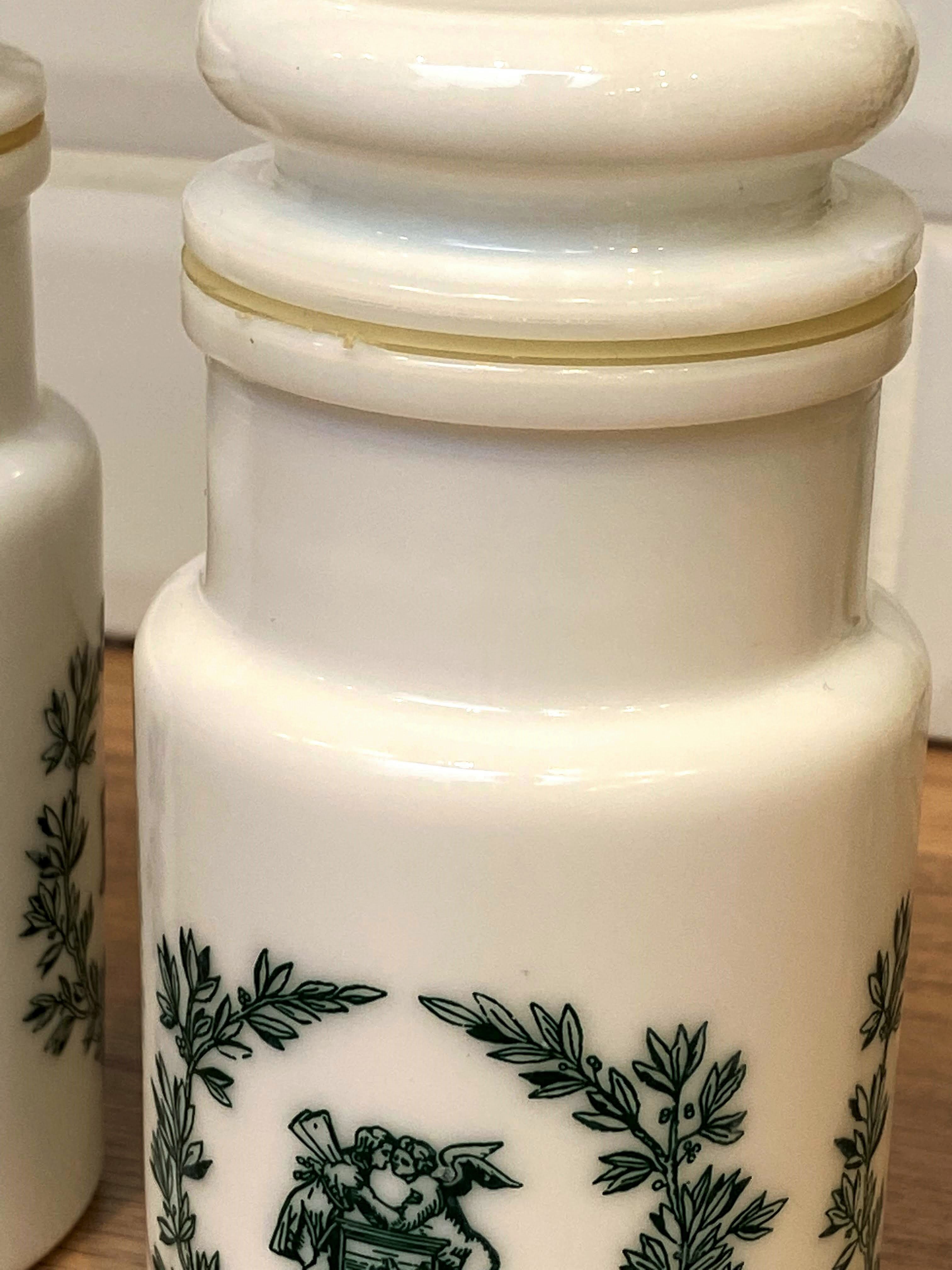 2 opaline glass spice jars