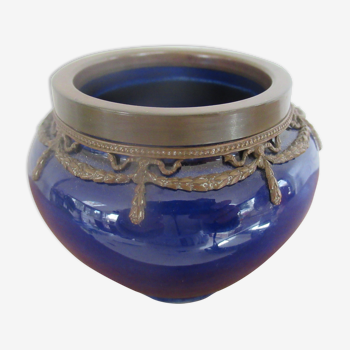 Cache pot bleu cobalt