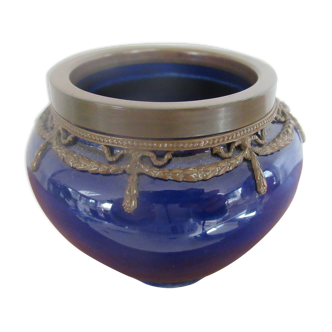 Cache pot bleu cobalt