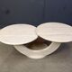 Table basse vintage à deux niveaux en travertin, années 1970