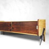 Swedish Rosewood and Burl Birch Low Sideboard, 1960s