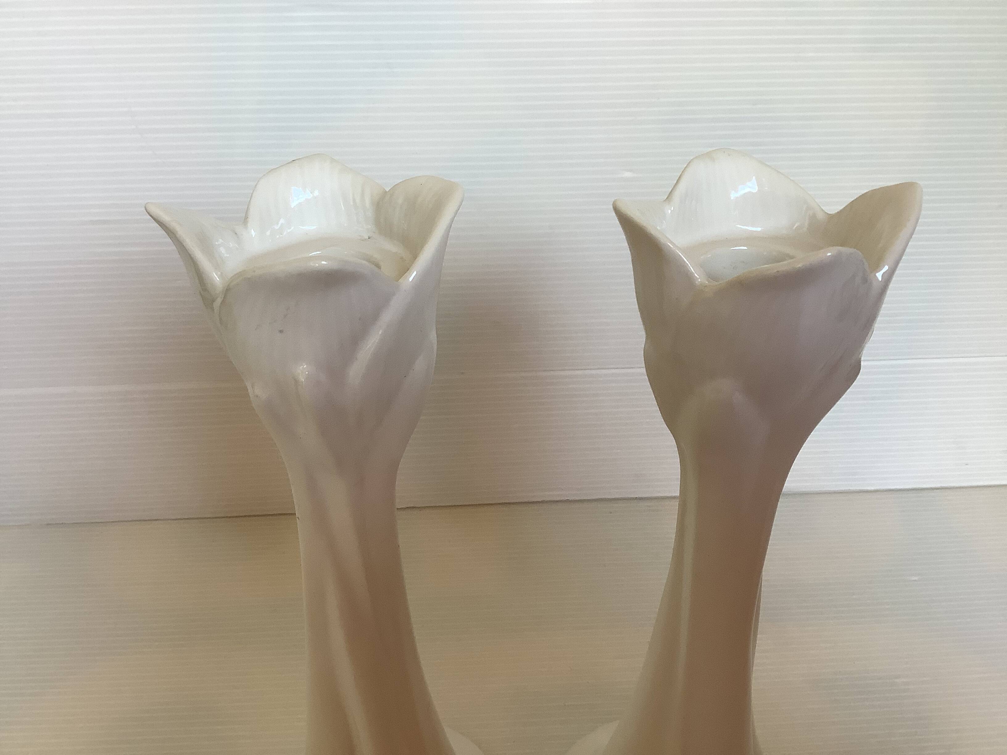 Pair of tulip candlesticks