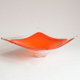 Vide poche en verre de Murano carré orange, Italie années 1970.