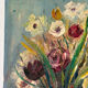 Bouquet, huile au couteau, signée Lallemand