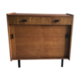 Vintage storage cabinet sideboard two sliding doors two drawers
