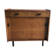 Vintage storage cabinet sideboard two sliding doors two drawers
