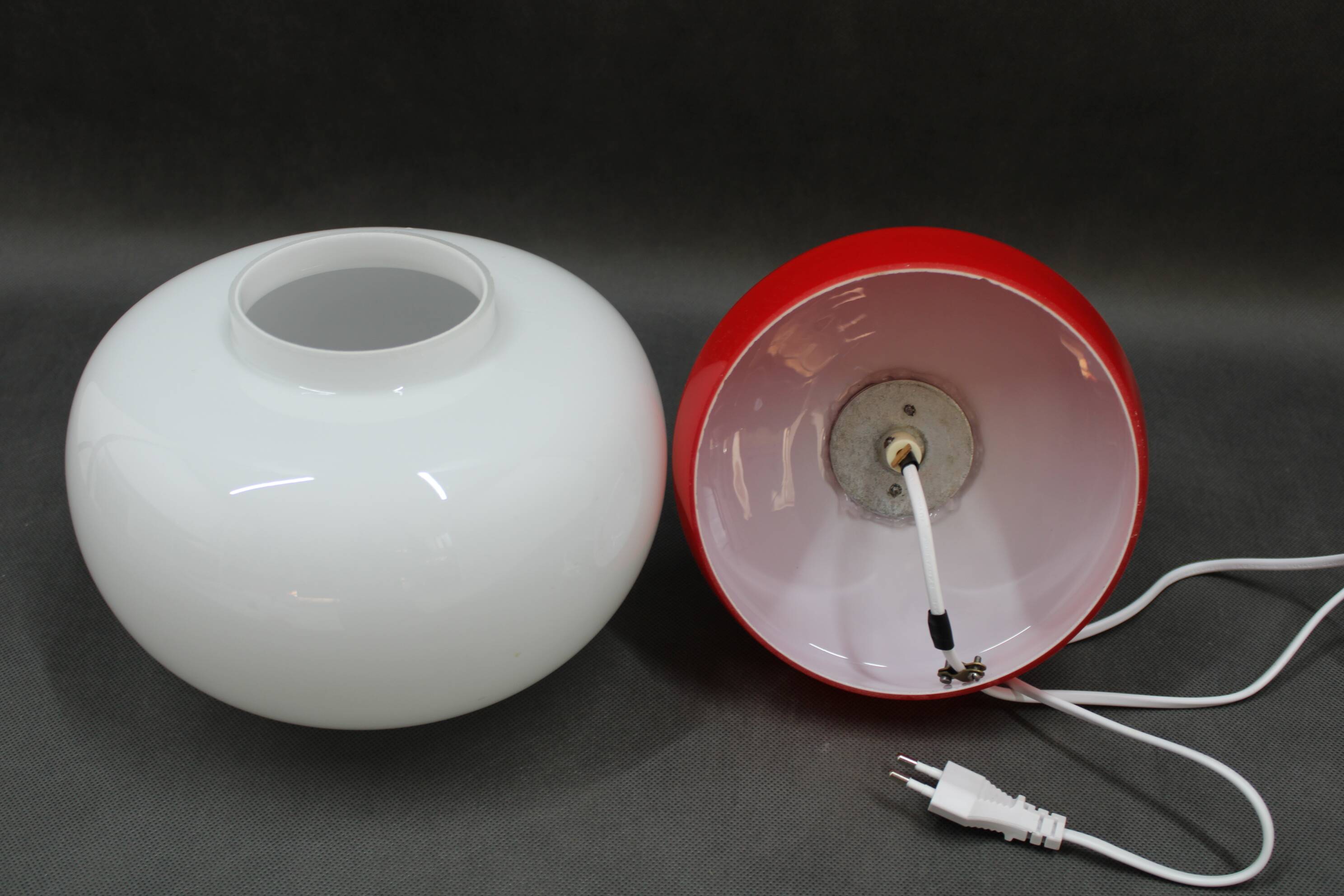 1970s Stepan Tabery Red Glass Mushroom Table Lamp, Czechoslovakia