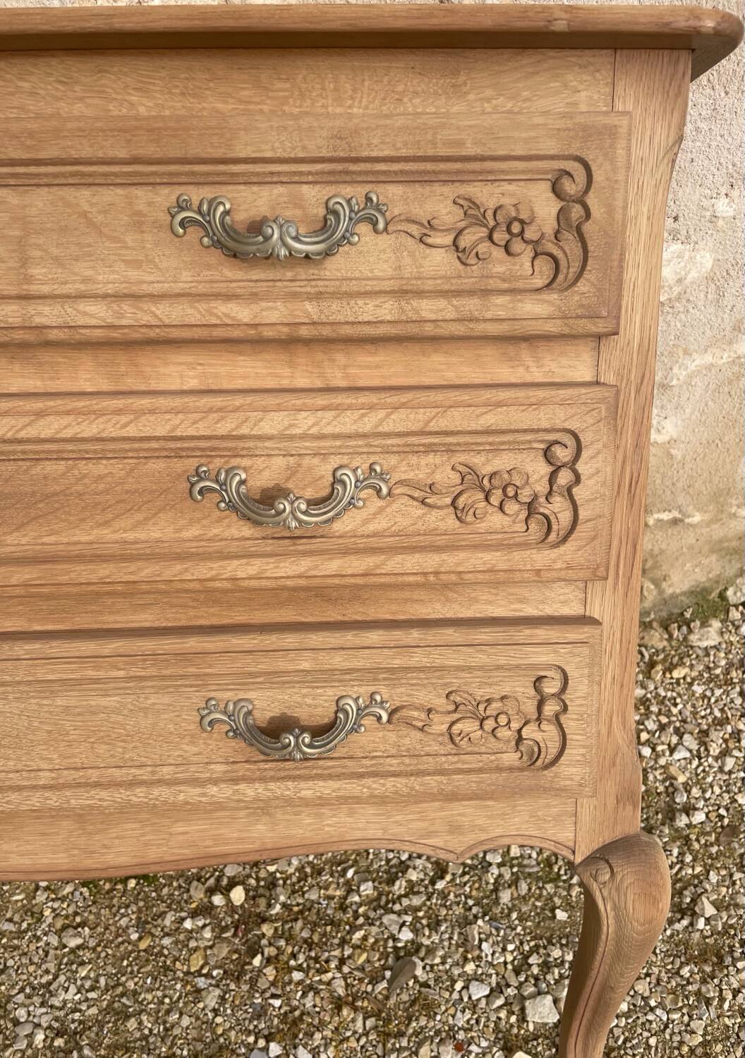 Small stripped oak chest of drawers