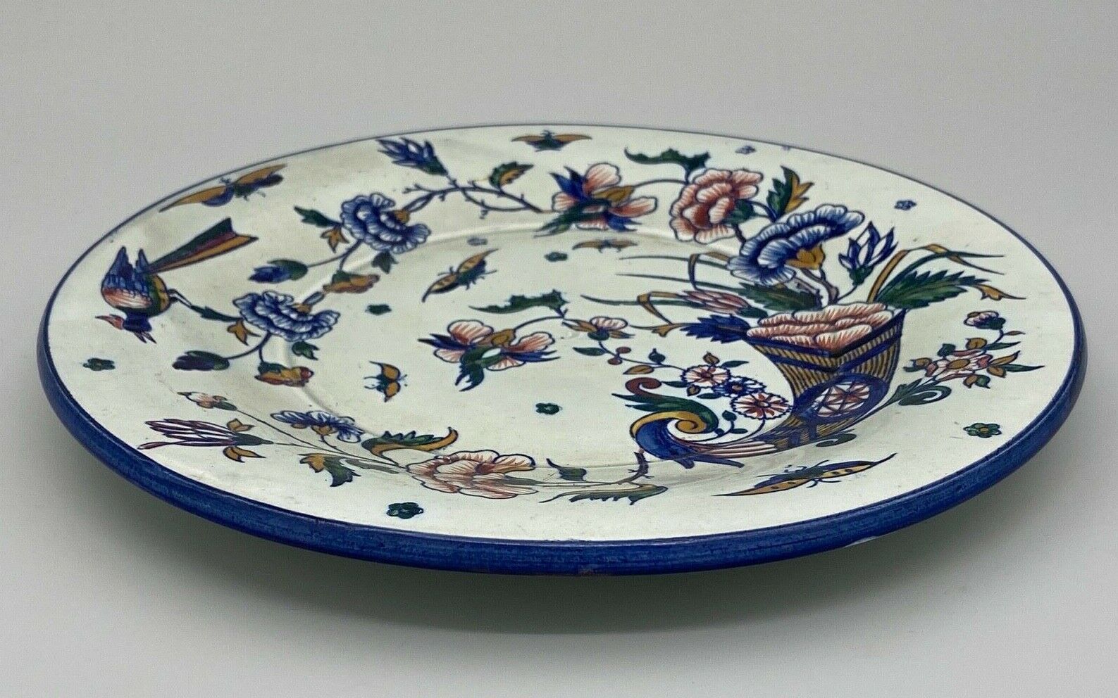 Plate gien with cornucopia decoration insect peacock butterfly