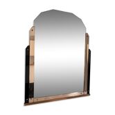 Miroir art déco, montant miroir rose et noir, France 1930