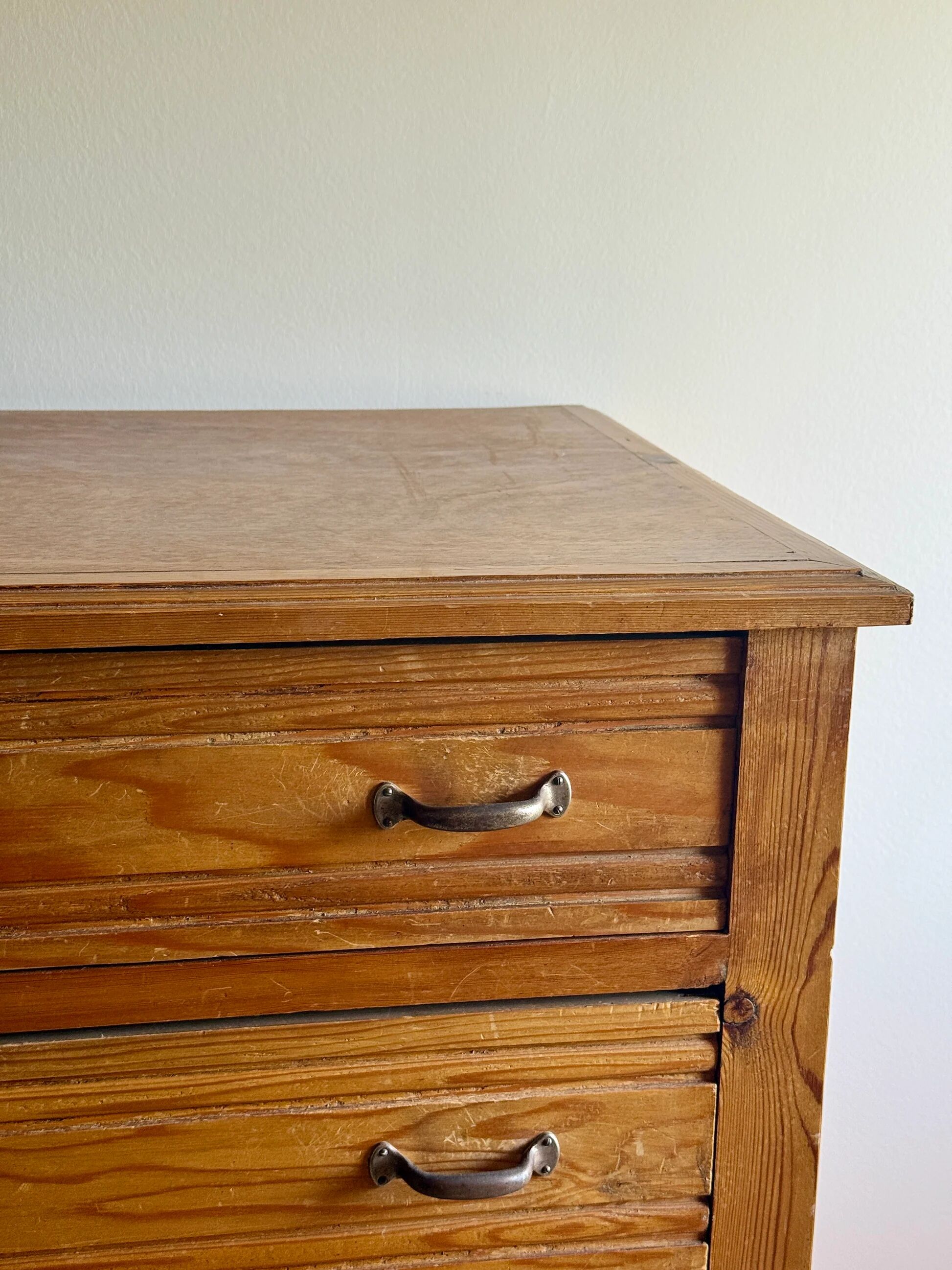 4-drawer chest in raw wood and chrome - art deco style
