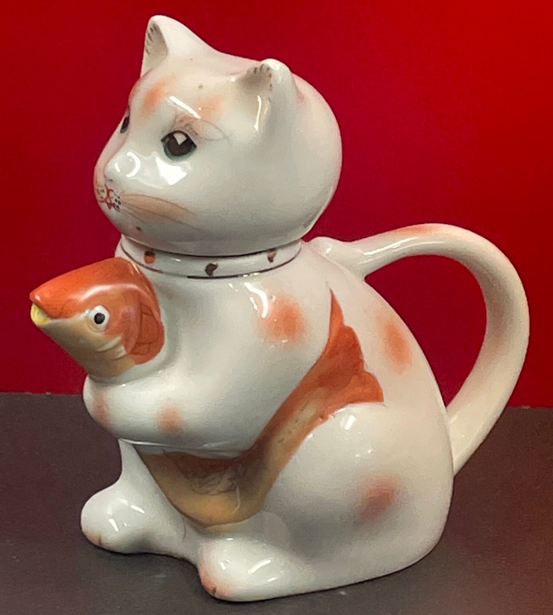 Teapot pouring zoomorphic cat chinese fish faience porcelain teapot cat