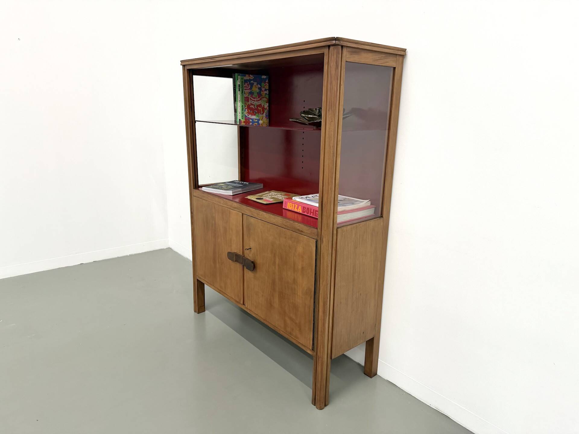 1950s Brazilian modernist library in exotic wood and lacquer