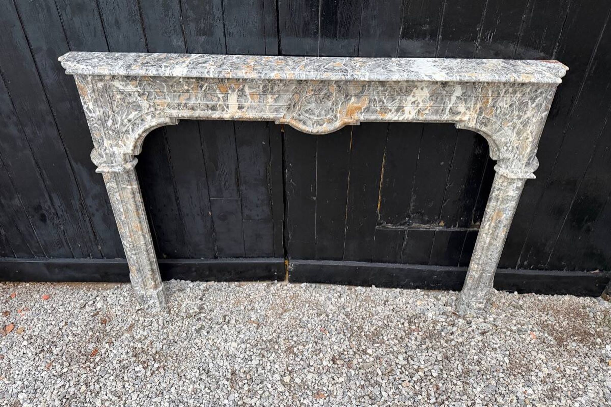 Regency fireplace in grey Ardennes marble, 18th century