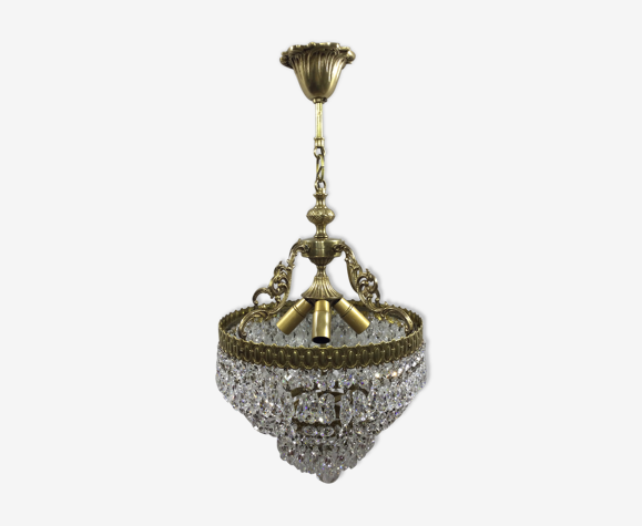 Lustre en bronze et cristal