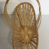 Rattan and wood basket