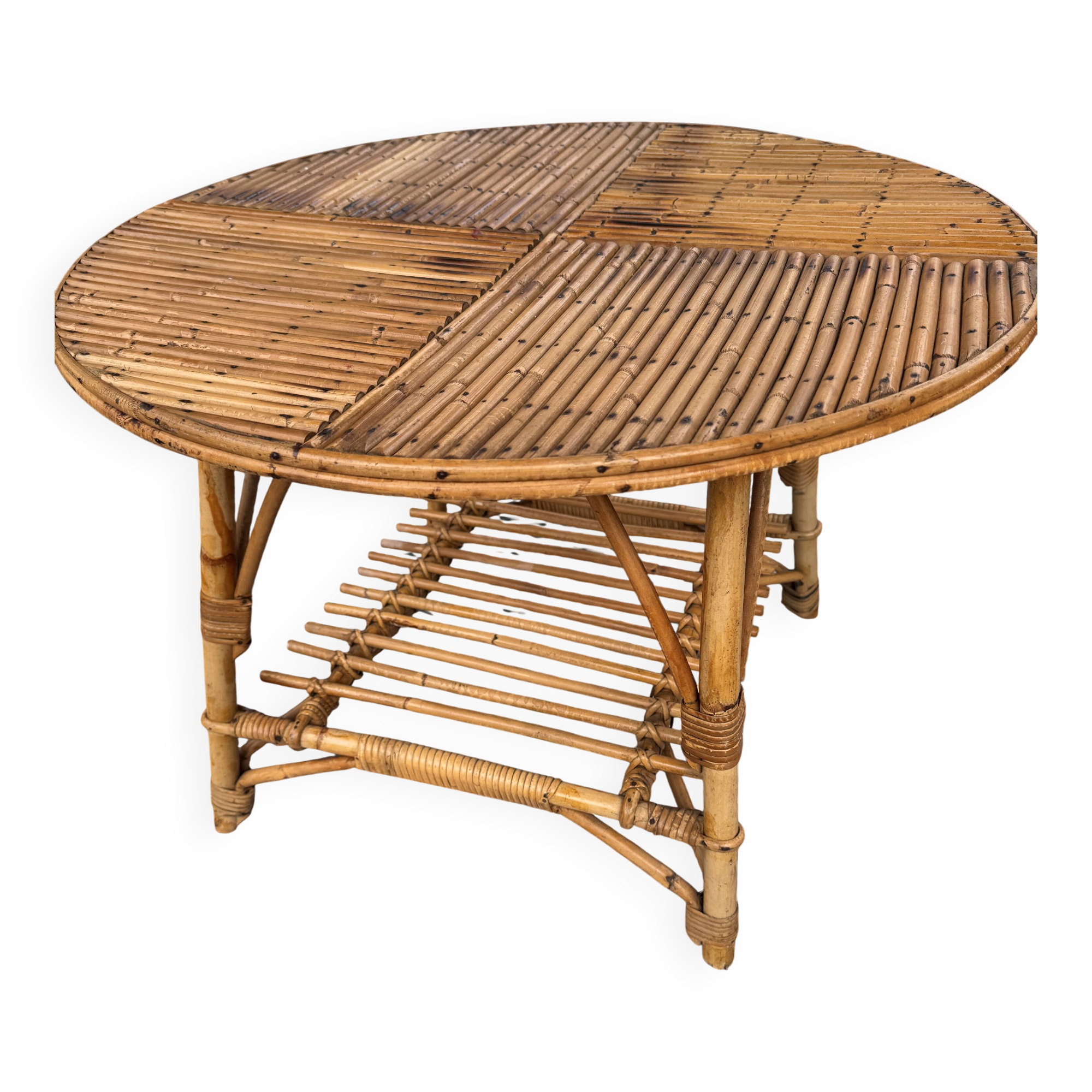 table basse rotin vintage, style Audoux et minet