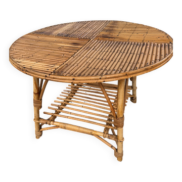 vintage rattan coffee table, Audoux and Minet style