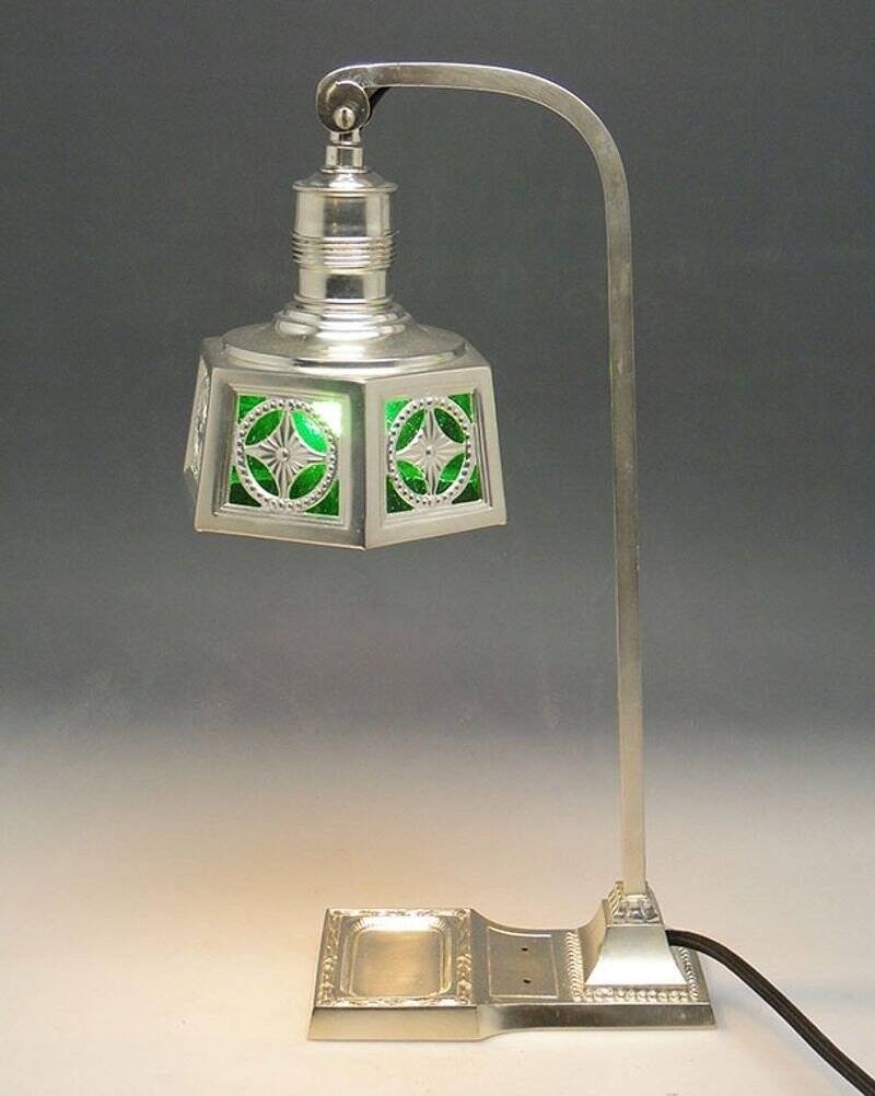 Art Nouveau silver-plated desk lamp, early 20th century