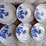 6 flat plates blue flowers