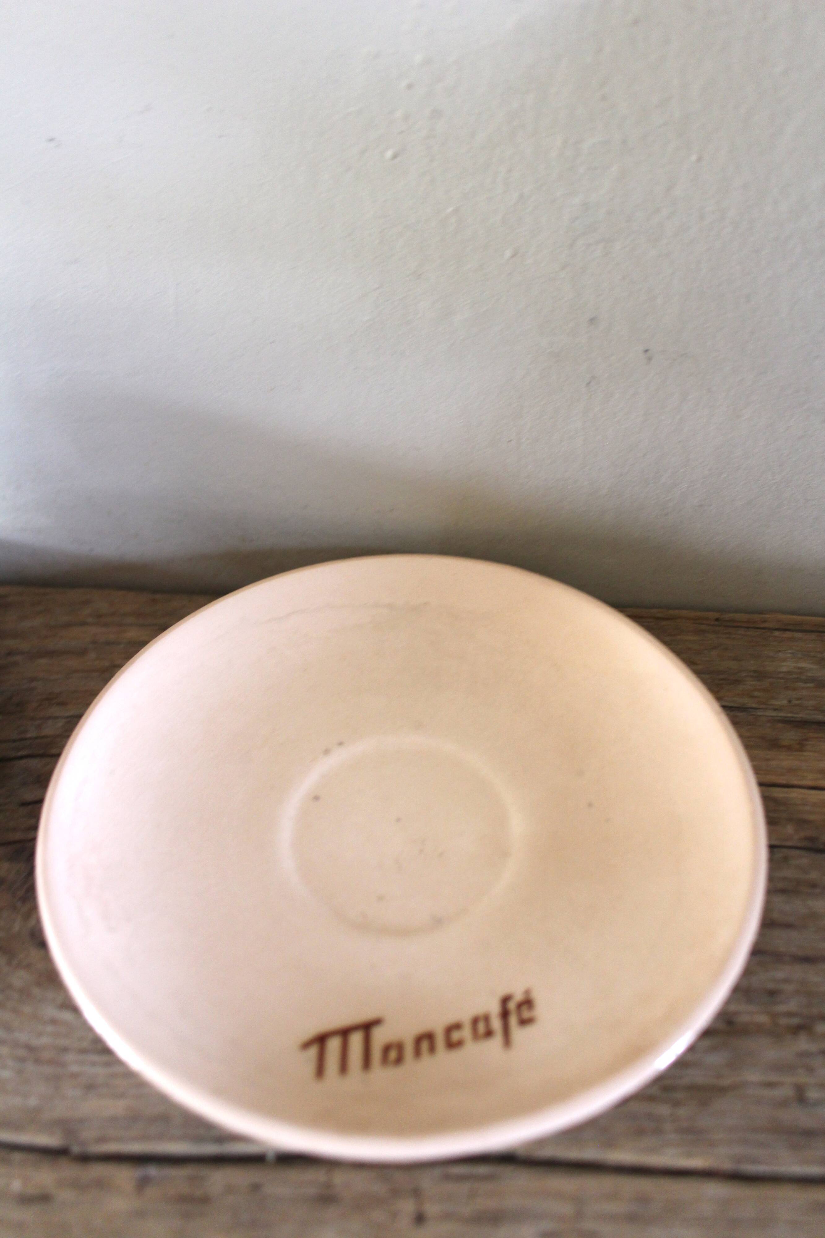 2 coffee cups and saucers pink Digoin Sarreguemines blue Villeroy Boch