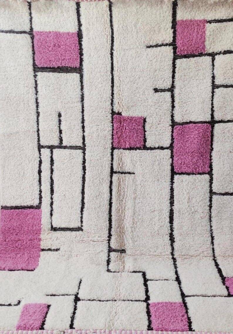 Tapis berbere en laine pure naturelle taille 150 x 250 cm