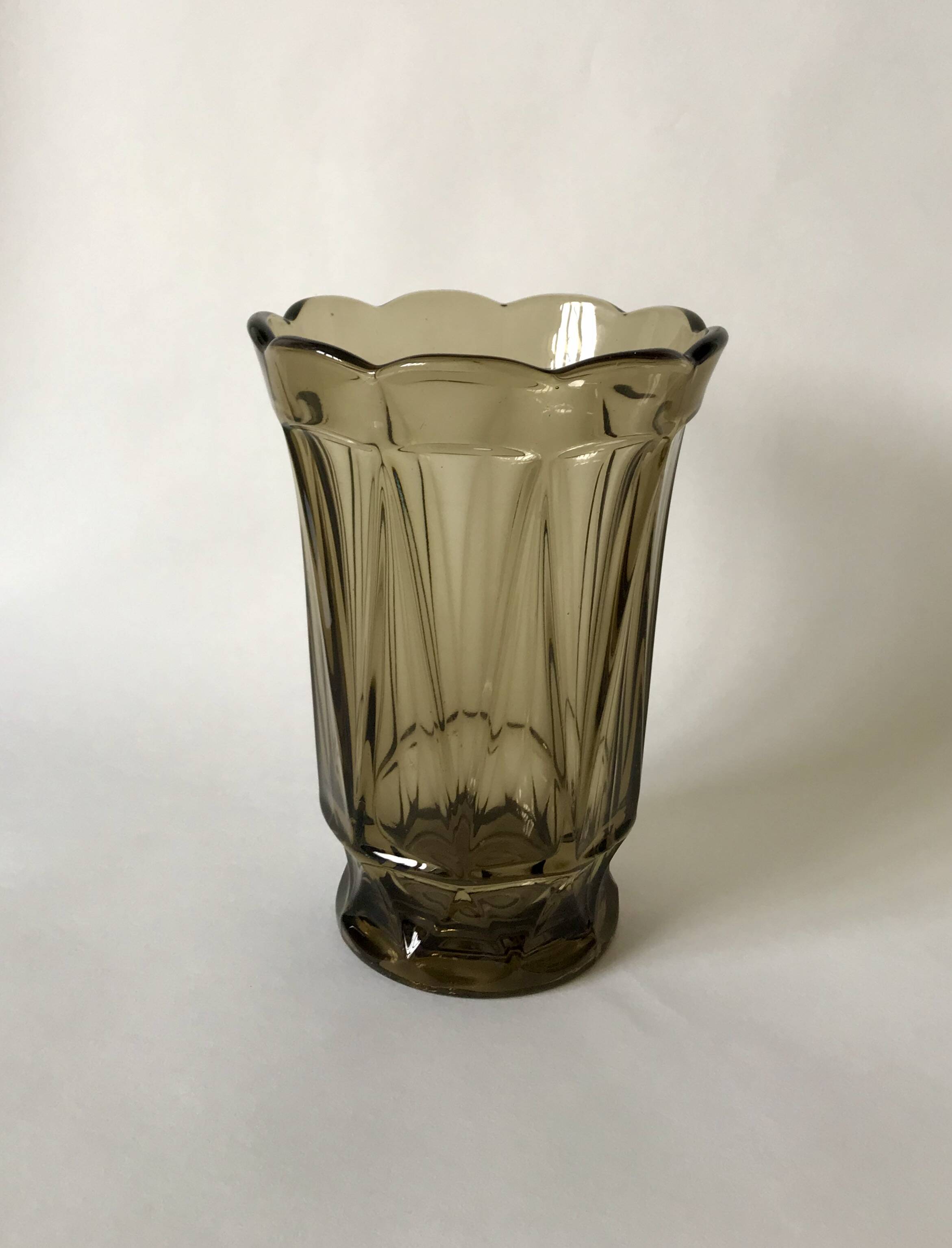 Large smoked glass vase from the 70s