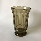 Large smoked glass vase from the 70s