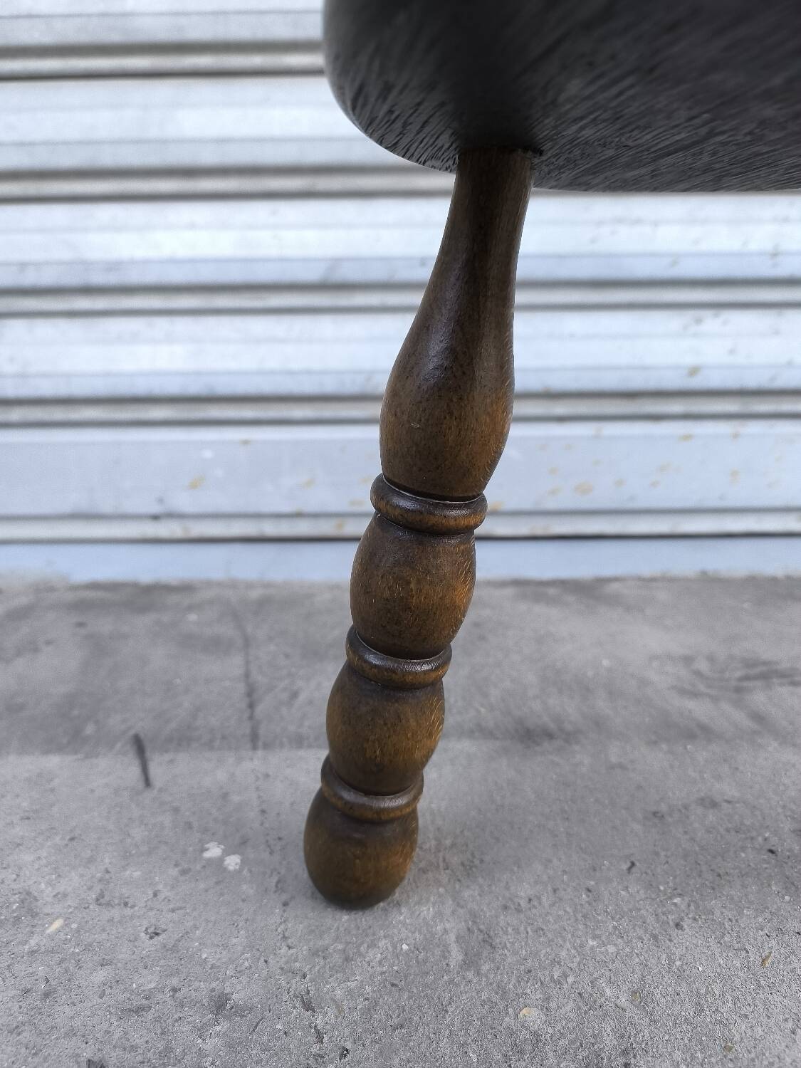 Turned wooden tripod stool
