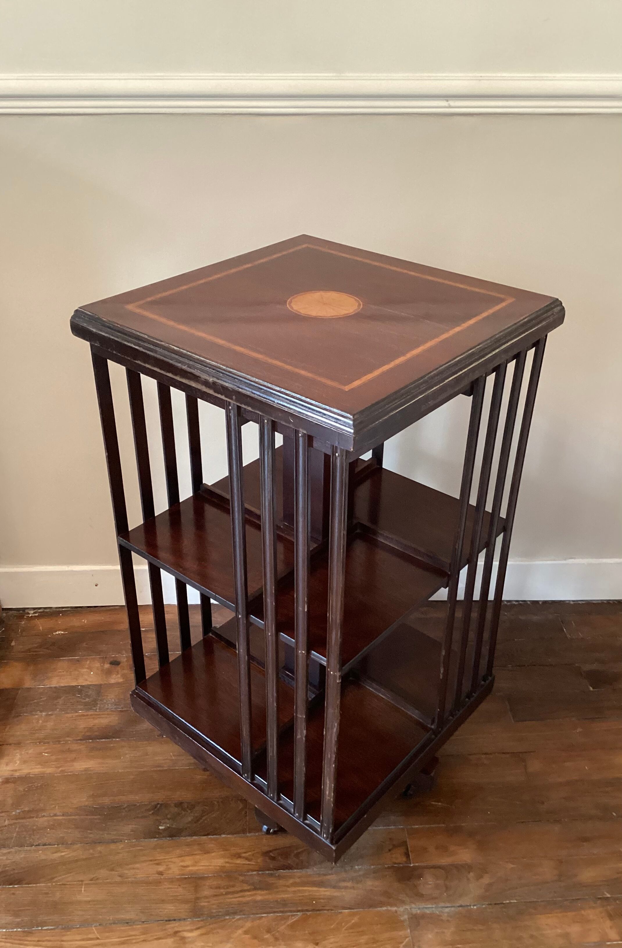 Rotating bookcase, vintage English